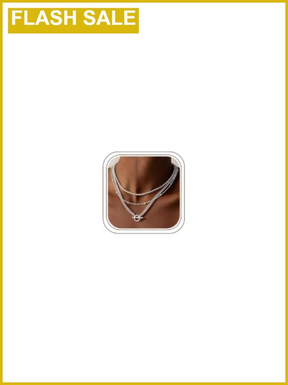 14K Gold Plated Layered Necklace Set Paperclip Rope Cuban Link Toggle Clasp